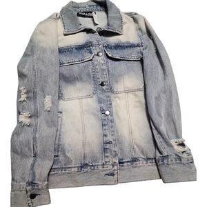 NWT Ava/Kris Stylish Denim Jacket with Distressed Details